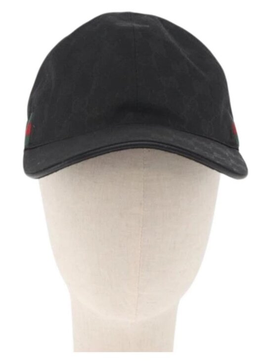 GUCCI Web Sherry Line GG Canvas Baseball Cap L Black 200035 204891 Auth ki6381 main image 4